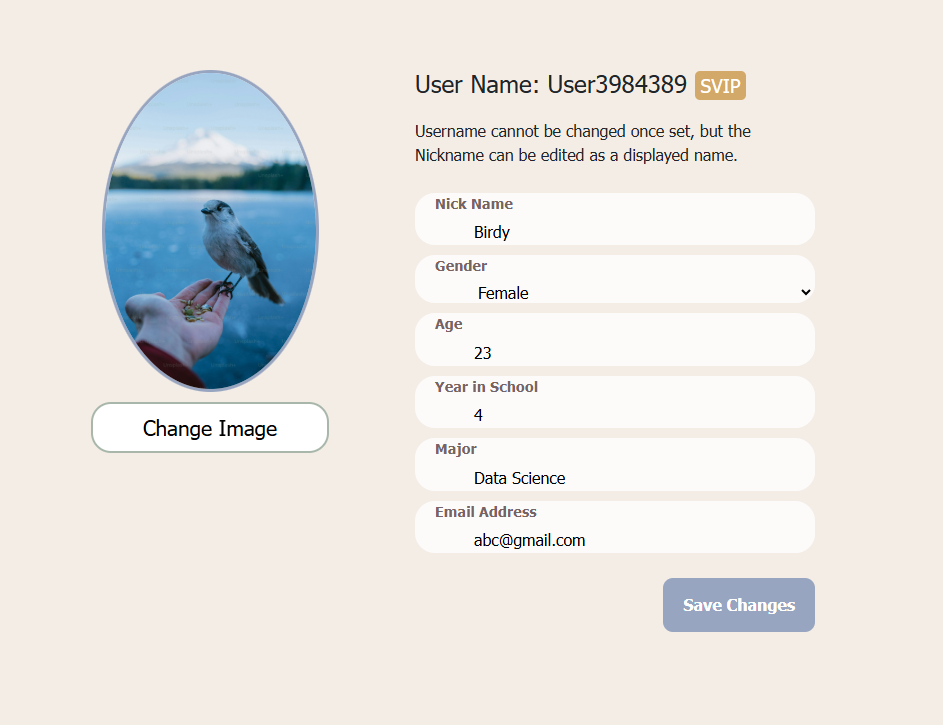 Profile Settings screenshot