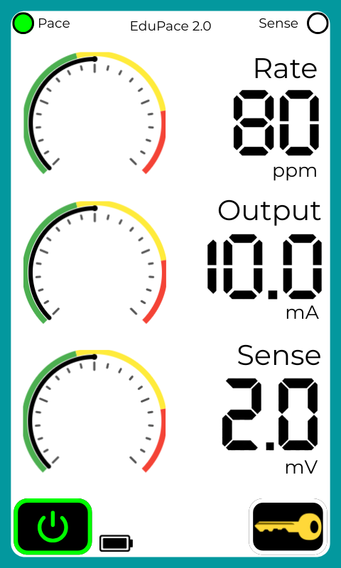 EduPace device powered on with pace LED active